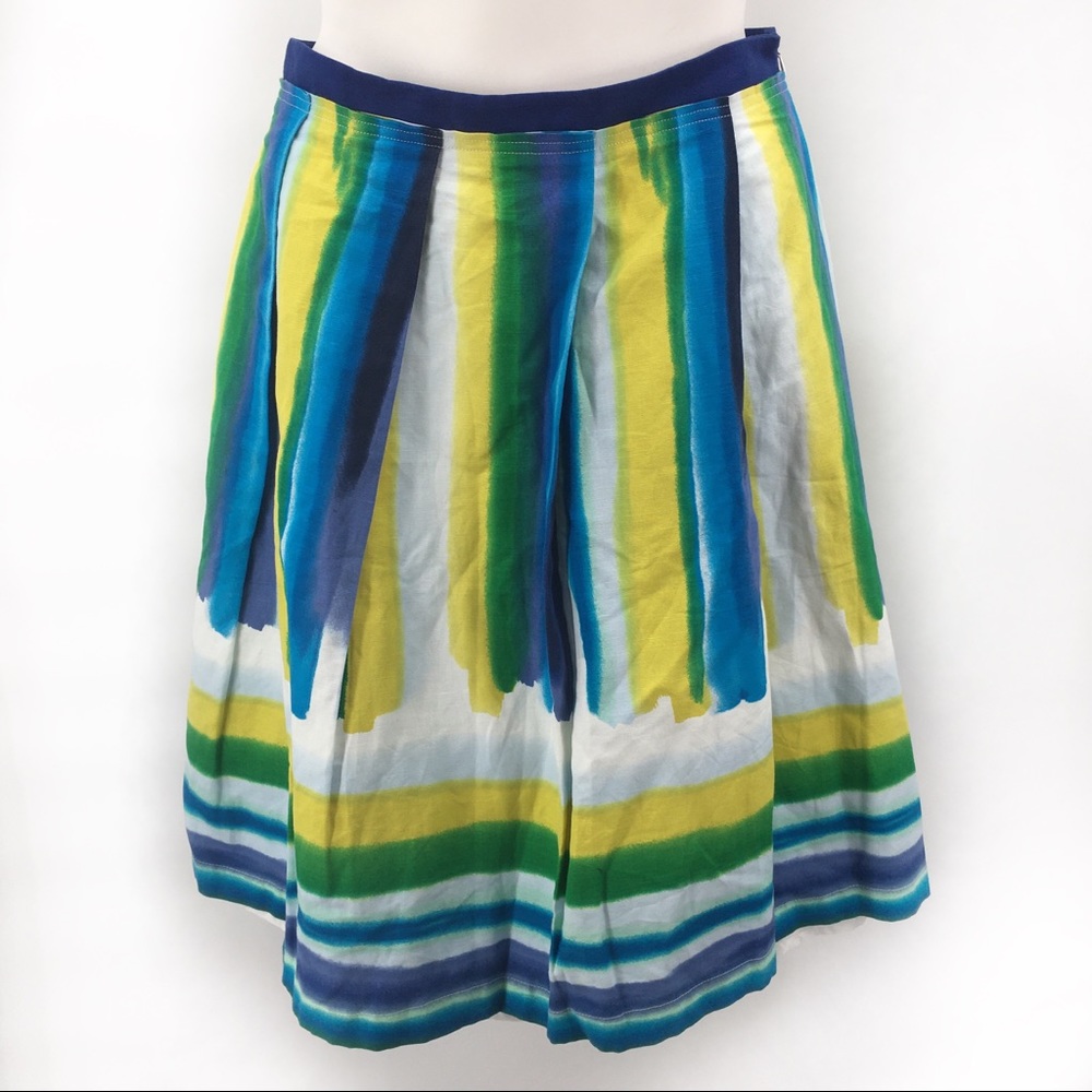 Calvin Klein 55% Linen Colorful Stripes Skirt New